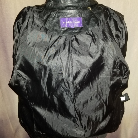 Madden Girl Faux Leather Bomber Jacket - Picture 4 of 6